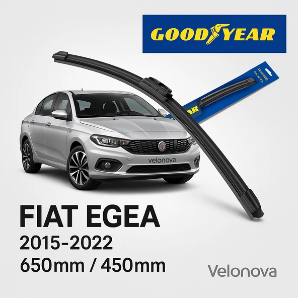 Velonova GOOD YEAR 2’li Set Muz Tipi Silecek Takımı Fiat Egea 2015-2022 Ön Cam Sileceği 650mm-400mm ürün görseli 1