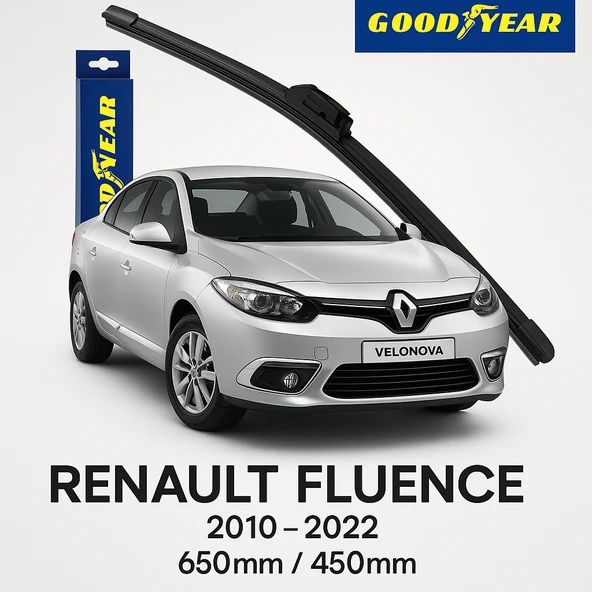 Velonova GOOD YEAR 2’li Set Muz Tipi Silecek Takımı Renault Fluence 2010-2022 Ön Cam Sileceği 600mm-400mm ürün görseli 1