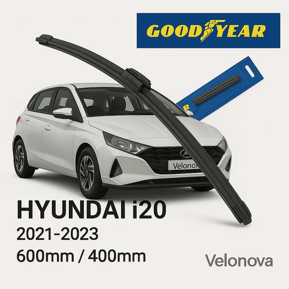 Velonova GOOD YEAR 2’li Set Araca Özel Silecek Takımı Hyundai i20 2021-2023 Ön Cam Sileceği 600mm-400mm ürün görseli 1