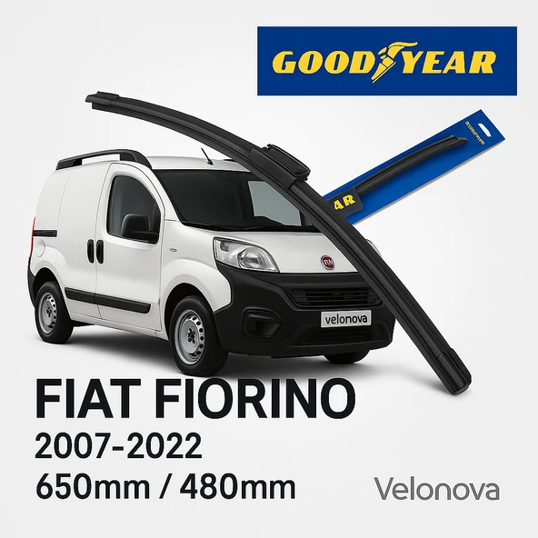 Velonova GOOD YEAR 2’li Set Araca Özel Silecek Takımı Fiat Fiorino 2007-2022 Ön Cam Sileceği 650mm-480mm ürün görseli 1