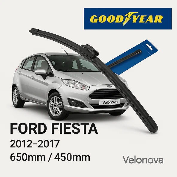 Velonova GOOD YEAR 2’li Set Muz Tipi Silecek Takımı Ford Fiesta 2012-2017 Ön Cam Sileceği 650mm-380mm ürün görseli 1
