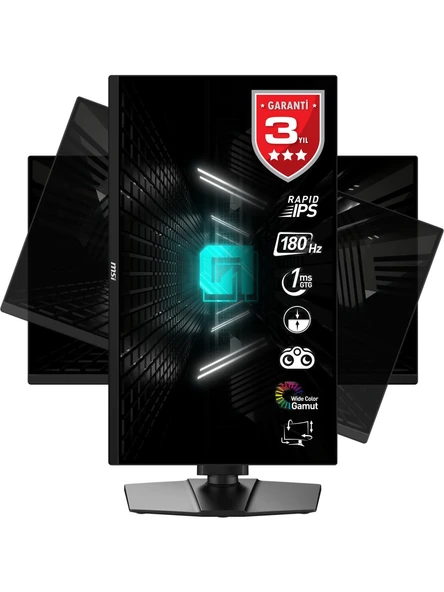MSI 24.5" G255PF E2 1920X1080 (Fhd) 16:9 Flat Rapıd IPS 180HZ 1ms Adaptıve-Sync Pıvot Gamıng Monıtor ürün görseli 1
