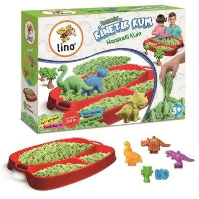 Lino Kinetik Kum Seti DİNAZORLAR (350 gr Kum + Tepsi + 6 Kalıp) ürün görseli 1