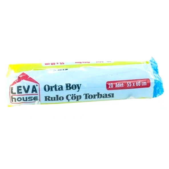 Leva House Sarı Büzgülü Limon Kokulu Orta Boy Çöp Torbası 55x60cm 10 Adet ürün görseli 1