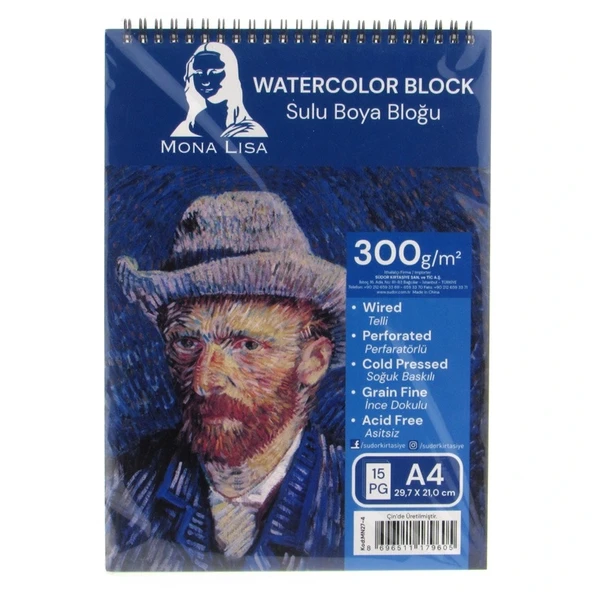 Mona Lisa Sulu Boya Bloğu Defteri 300Gr A4 Boy 15 Yaprak ürün görseli 1