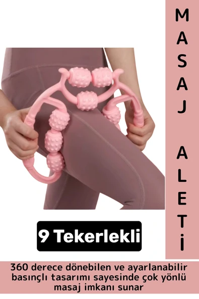 Cilt Sıkılaştıran Bacak Kol Omuz Boyun 9 Teker Ayarlanabilir Basınç Çift Taraflı Selülit Masaj Aleti ürün görseli 1