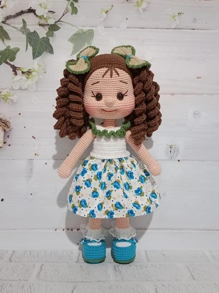 Hazan Kıvırcık Saçlı Karnaval Bebek Amigurumi Organik Oyuncak ürün görseli 1