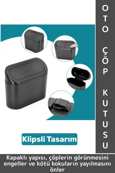 Dayanıklı Oto Çöp Temizlik Kapı Yanı Arka Koltuk Klipsli Kolay Montaj Araç İçi Kapaklı Çöp Kutusu ürün görseli 1