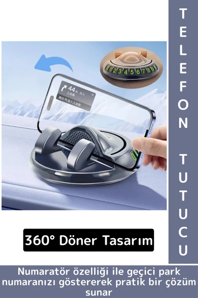Premium Güçlü Tutuş Oto Organizer 360° Dönebilen Yapışkanlı Numaratörlü Araç İçi Telefon Tutucu ürün görseli 1