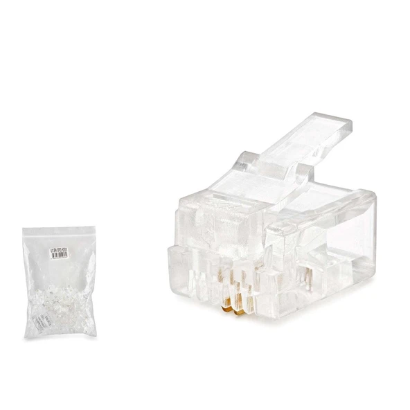 RJ11 Konnektör 2 Pın Telefon 100 Lü Paket Şeffaf HDX5018 ürün görseli 1