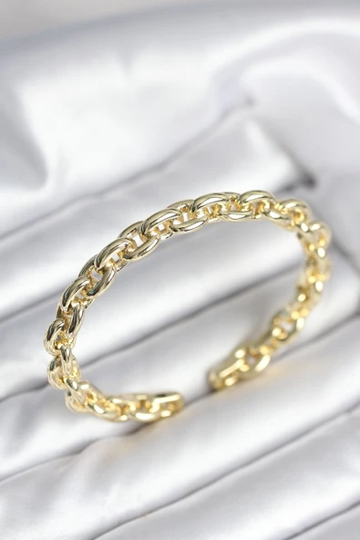 Zincir Model Gold Renk Pirinç Kadın Bileklik - TJ-BB8016 ürün görseli 1