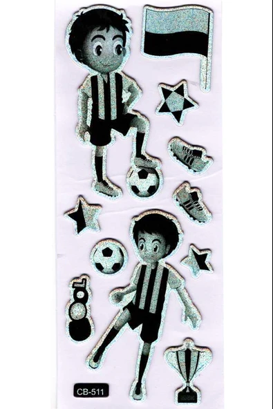 Sticker Kabartmalı Sticker Defter Planlayıcı Etiket (cb511) 16x7 cm- Siyah Beyaz Futbol ürün görseli 1