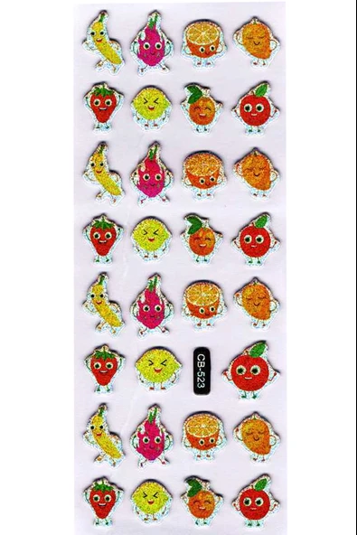 Sticker Kabartmalı Sticker Defter Planlayıcı Etiket (cb523) 16x7 cm- Neşeli Meyveler ürün görseli 1