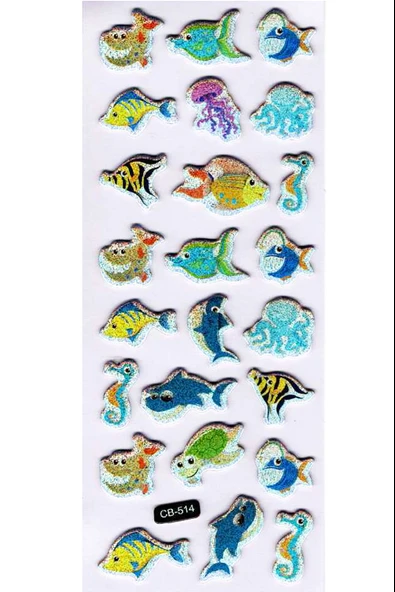Sticker Kabartmalı Sticker Defter Planlayıcı Etiket (cb514) 16x7 cm- Mutlu Balıklar ürün görseli 1