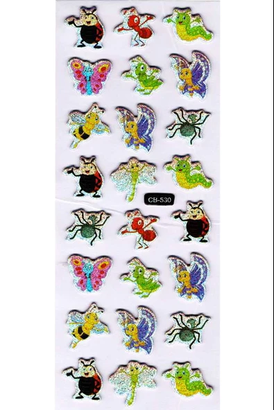 Sticker Kabartmalı Sticker Defter Planlayıcı Etiket (cb530) 16x7 cm- Sevimli Böcekler ürün görseli 1
