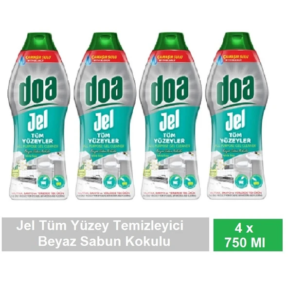 Doa Jel Tüm Yüzey Beyaz Sabun Kokulu Yüzey Temizleyici 750 Ml x 4 Adet ürün görseli 1