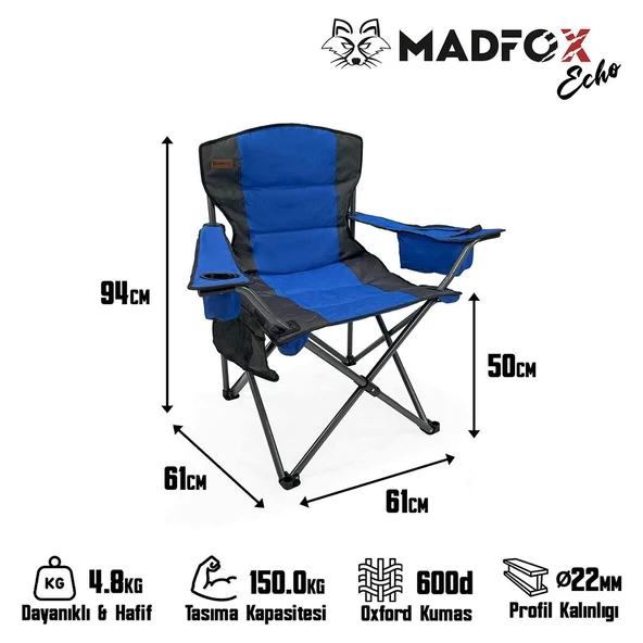 Madfox Echo Katlanır Kamp Sandalyesi Mavi - Resim 6