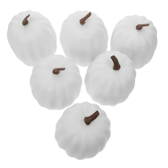 Halloween Cadılar Bayramı Beyaz Mini Balkabağı 5X4 cm 6 Adet ürün görseli 1