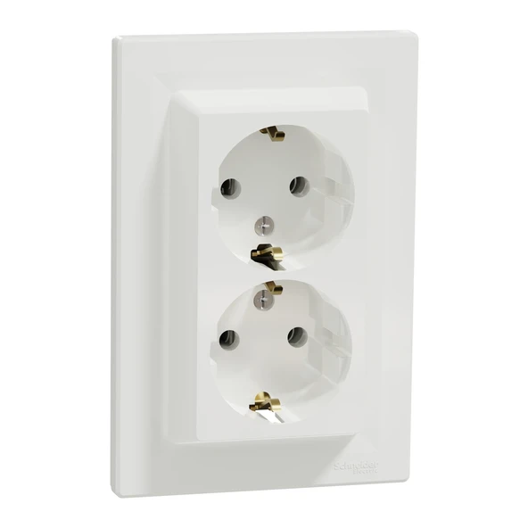 Schneider Electric EPH9900121 Asfora Beyaz İkili Topraklı Priz ürün görseli 1