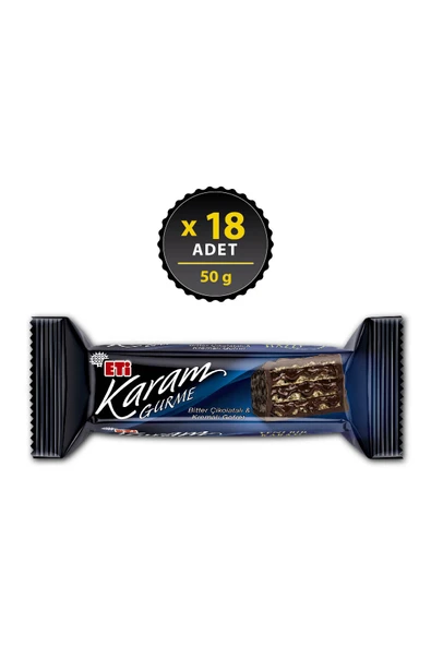 Karam Gurme Bitter Çikolatalı Gofret 50 g x 18 Adet ürün görseli 1