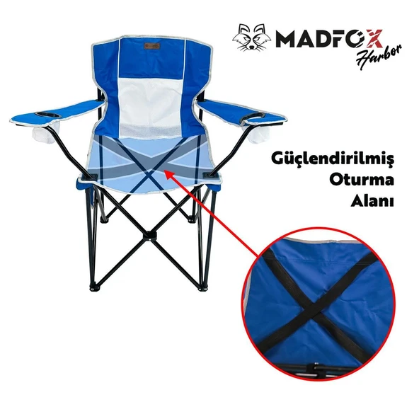 Madfox Harbor Katlanır Kamp Sandalyesi Mavi - Resim 4