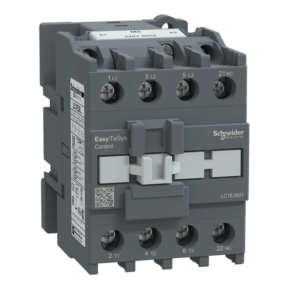 Schneider Electric LC1E3801M5 3X38A 18,5kW 220AC 1NK Kontaktör ürün görseli 1