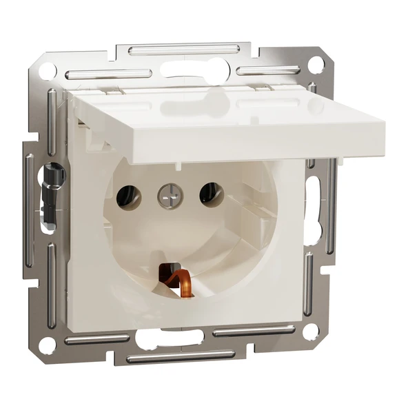 Schneider Electric EPH3170123 Asfora Krem Kapaklı Topraklı Priz ürün görseli 1