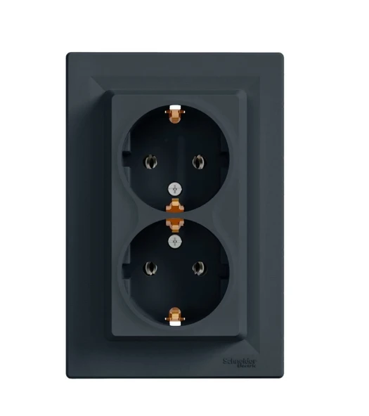 Schneider Electric EPH9900171 Asfora Antrasit İkili Topraklı Priz ürün görseli 1