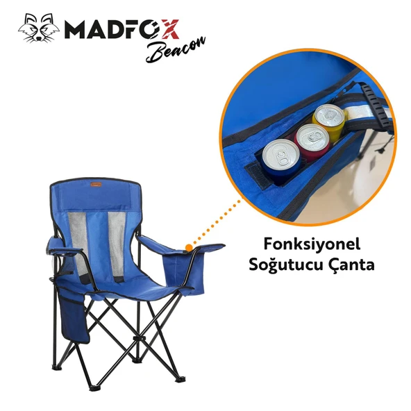Madfox Beacon Katlanır Kamp Sandalyesi Mavi - Resim 7