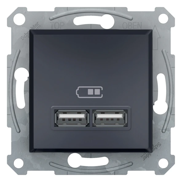 Schneider Electric EPH2700271 Asfora Antrasit İkili USB Priz 2.1A Type A ürün görseli 1