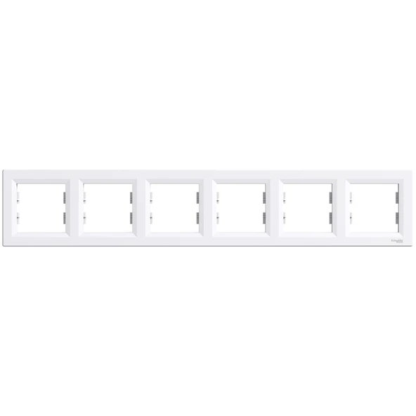 Schneider Electric EPH5800621 Asfora Beyaz Altılı Çerçeve Yatay ürün görseli 1