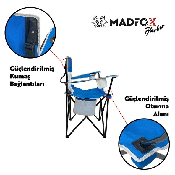 Madfox Harbor Katlanır Kamp Sandalyesi Mavi - Resim 5