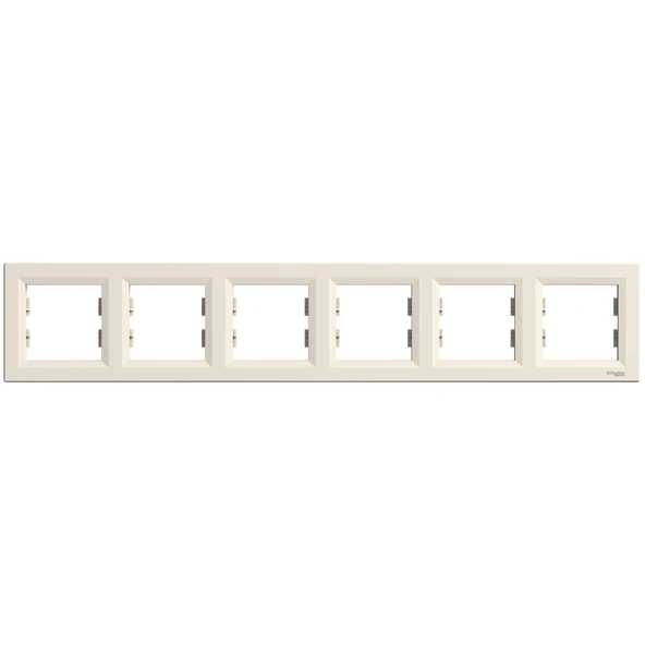Schneider Electric EPH5800623 Asfora Krem Altılı Çerçeve Yatay ürün görseli 1