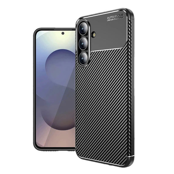Samsung Galaxy S25 FE Kılıf Karbon Fiber Desenli Negro Silikon Kapak ürün görseli 1