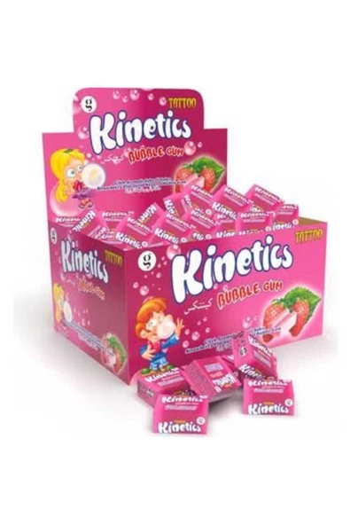 KİNETİCS BUBBLE GUM TEKLİ ŞEKERLİ SAKIZ TATTOLU ÇİLEK 3,5GR *100 ürün görseli 1