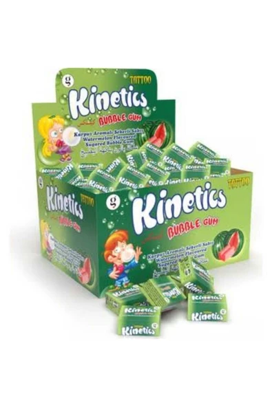 KİNETİCS BUBBLE GUM TEKLİ ŞEKERLİ SAKIZ TATTOLU KARPUZ 3,5GR *100 ürün görseli 1