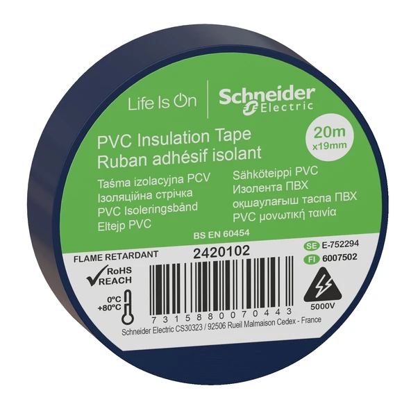 Schneider Electric 2420102 Mavi İzole Bant 19mmX20 Metre 8'li Paket ürün görseli 1