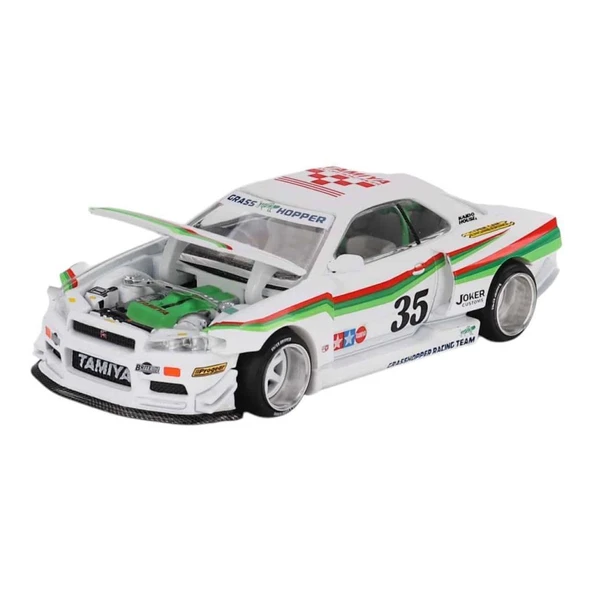 Mini GT 167 Nissan Skyline GT-R (R34) TAMIYA x KAIDO HOUSE "The GRASSHOPPER" V1 1/64 Model Araba ürün görseli 1