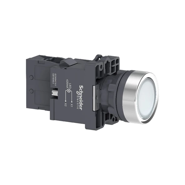 Schneider Electric XA2EW31M1 Beyaz Ledli Yaylı Buton 220V AC/DC ürün görseli 1
