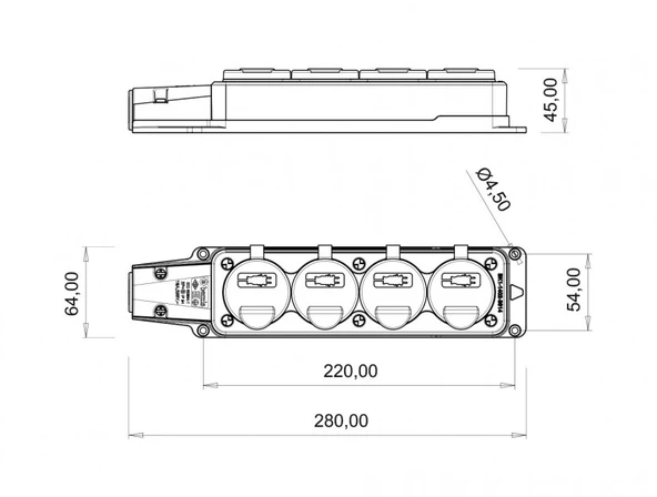 Bemis 1X16A 220V Kauçuk Dörtlü Grup Priz - Resim 2