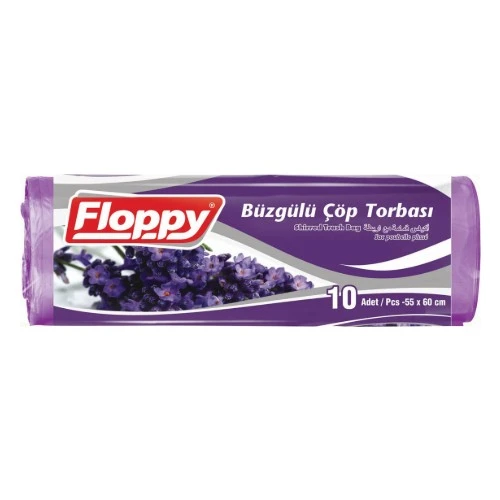 Floppy Lavanta Kokulu Büzgülü Çöp Torbası 55x60cm 10 Adet ürün görseli 1