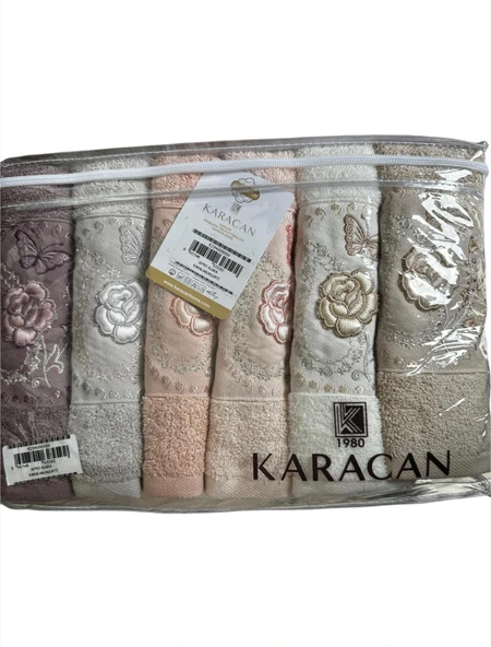 KARACAN  BANYO EL HAVLUSU 6 LI PAKET 50x85 CM KLARA ürün görseli 1