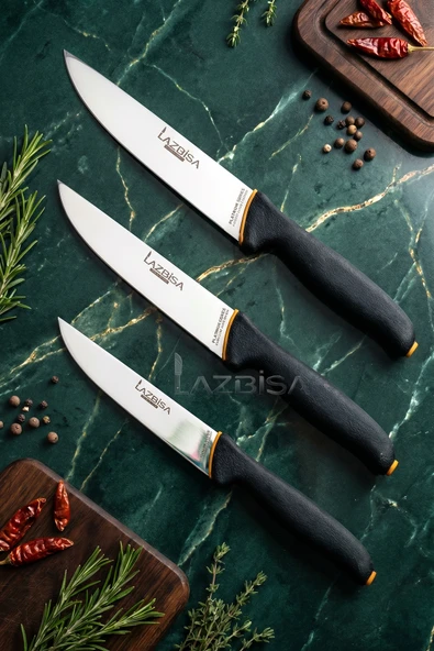 Lazbisa Platinum Serisi Mutfak Bıçak Seti Et Ekmek Sebze Meyve Bıçağı 3 Lü Set Günlük Kullanım (MFT-369) ürün görseli 1