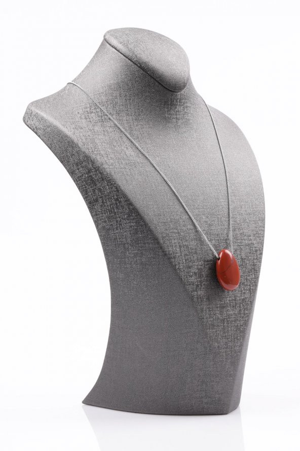 Red Jasper Doğal Taş Damla Model Kolye - Resim 2