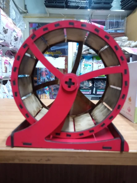 AHŞAP HAMSTER ÇARKI 2'Lİ KIRMIZI - Resim 3
