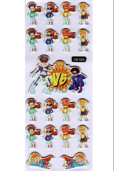 Sticker Kabartmalı Sticker Defter Planlayıcı Etiket (cb550) 16x7 cm- Süper Çocuk Kahraman ürün görseli 1
