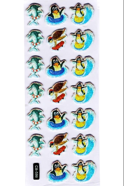 Sticker Kabartmalı Sticker Defter Planlayıcı Etiket (cb586) 16x7 cm- Penguen Yunus Kaplumbağa ürün görseli 1