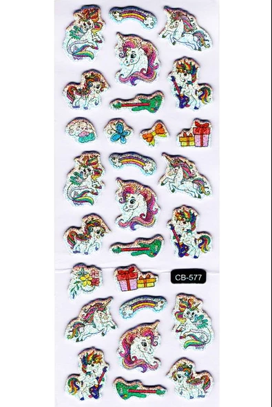 Sticker Kabartmalı Sticker Defter Planlayıcı Etiket (cb577) 16x7 cm- Müzikal Unicorn ürün görseli 1