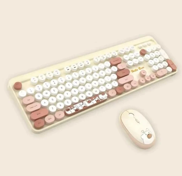 Hello Bear Sütlü Çay Klavye Mouse Set ürün görseli 1