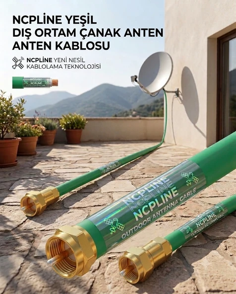30 Metre Uydu Çanak Anten Sinyal Kablosu Yeşil Kullanıma Hazır 30m ürün görseli 1